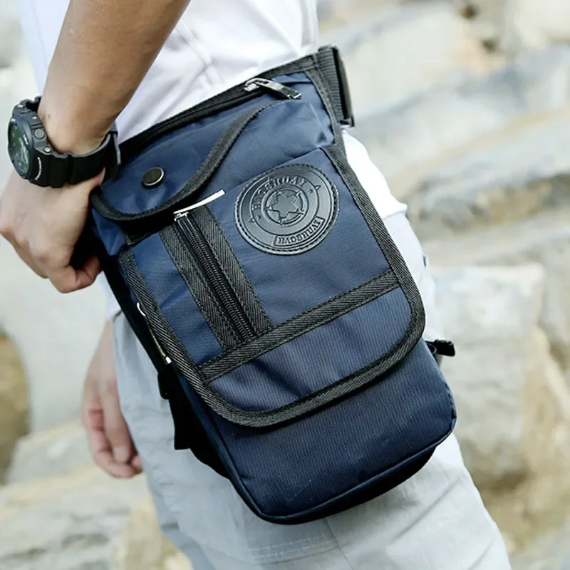 Masculino à prova dwaterproof água náilon gota perna saco fanny cintura pacote coxa cinto hip bum motocicleta equitação multi-purpose bolsa