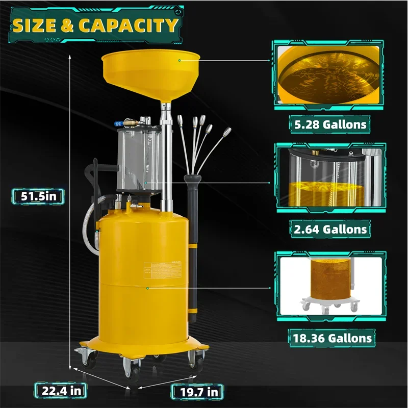 Extractor de aceite neumático de 70 litros con descuento por tiempo limitado fabricado en China