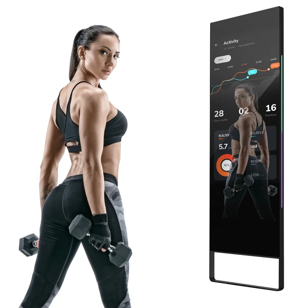 43 Inch Touch Screen Smart Sport Mirror Exercise Fitness Wall Mirror Digital Signage And Display Kiosk Advertising Player Screen