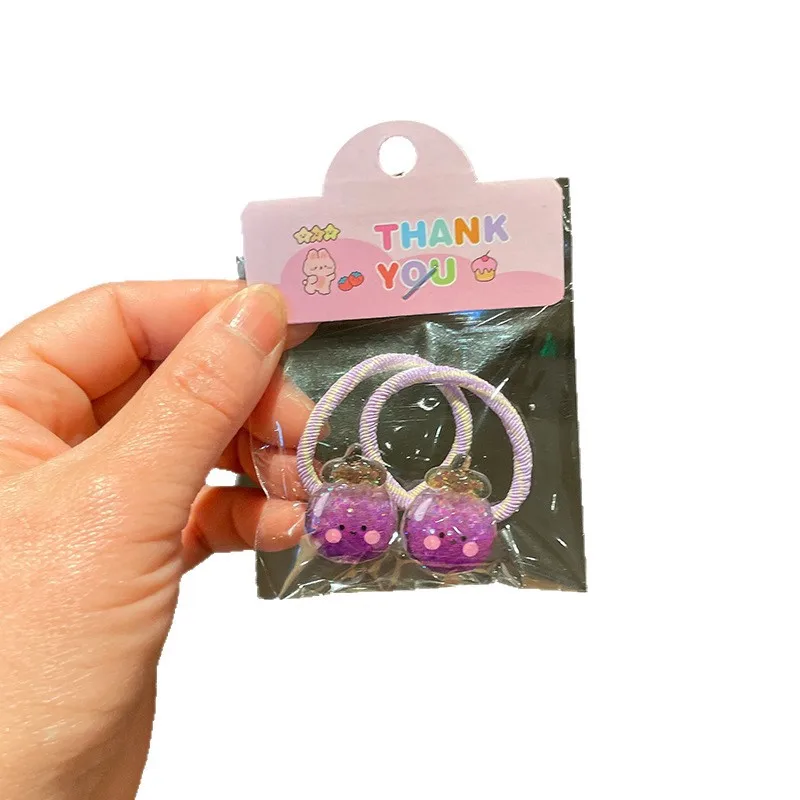 New Glow in The Dark Kids Shiny Hair Ties Fruit Animal Cartoon Elastic Bands Cute Children Mini Hair Elastics