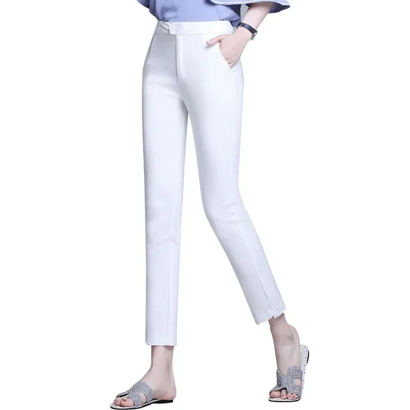 2024 Summer Women Pants Casual Solid Spring Summer Cotton Linen Lady Ankle -Length Trousers Pants