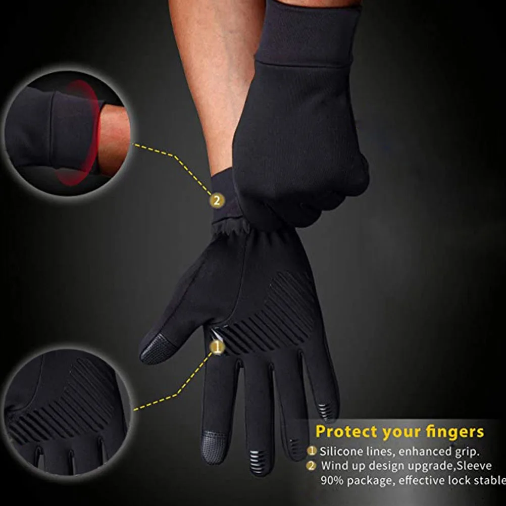 

1 Pair Warm Winter Gloves Touch Screen Anti-Slip Cycling Riding Gloves For Outdoor Windproof Thermal Hand Protection