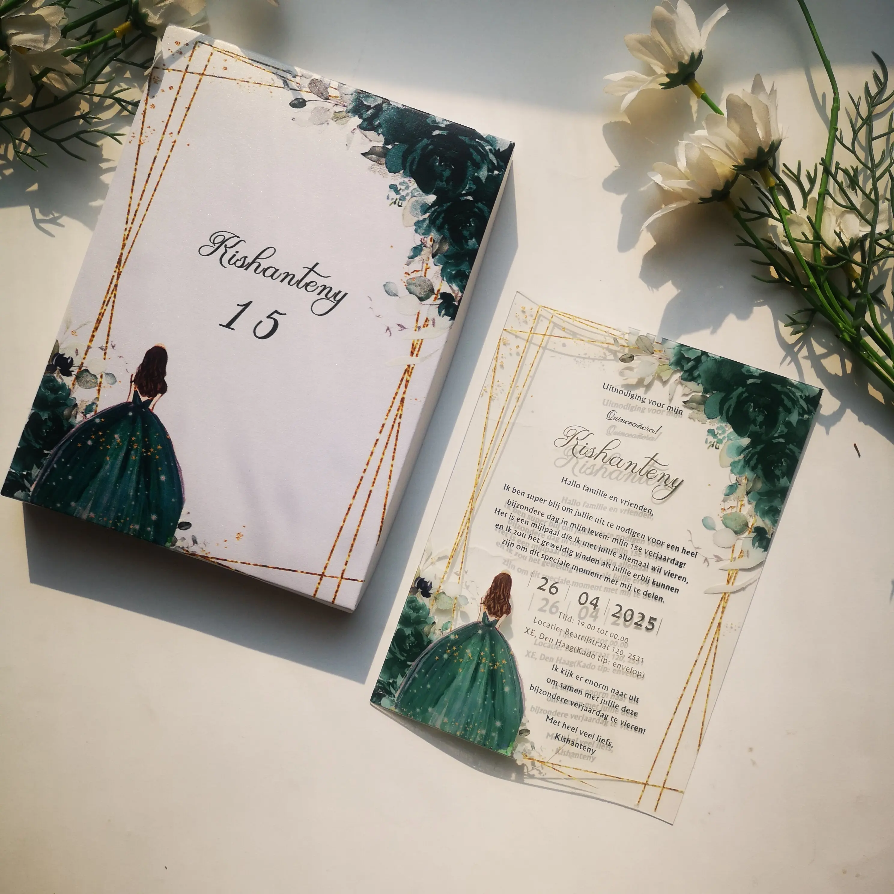 

Acrylic Princess Wedding Invitations, Customized Princess Invitations, Rose Pink Sweet XV Quinceanera Birthday Invites, 2mm