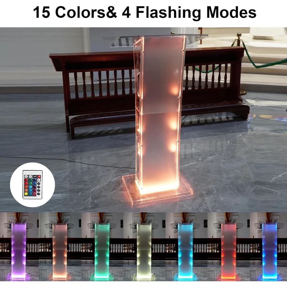 Портативный прозрачный акриловый церковный подиум с деревянной рамой и запираемыми колесами для сермонов и лекций