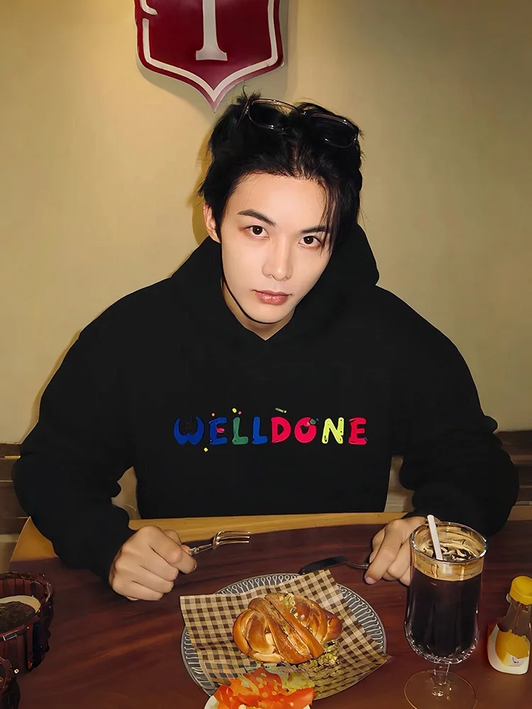 

Tra Hoodie Sweatirt ex Printed Fce Lined Loose Fit Casual Streetwear for Autumn And Winter Cotton Polyester Blend