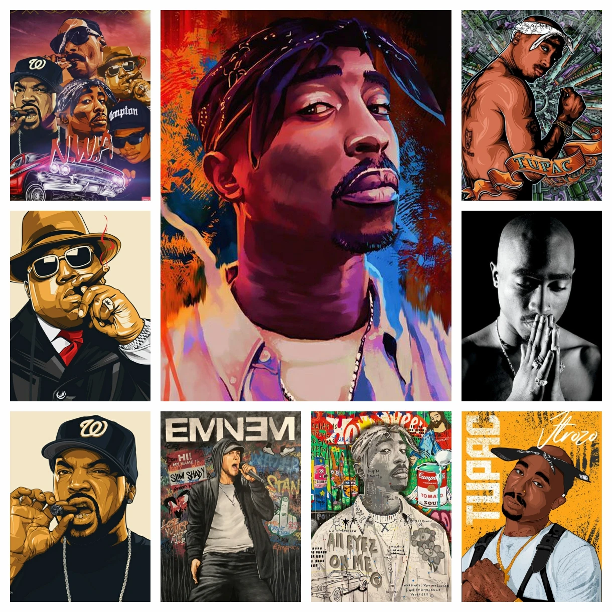 Tupac Shakur 5D DIY Diamant Malerei Stickerei Mosaik Hip Hop Sänger Rapper 2Pac Kreuzstich Kristall Strass Kunst Home Decor