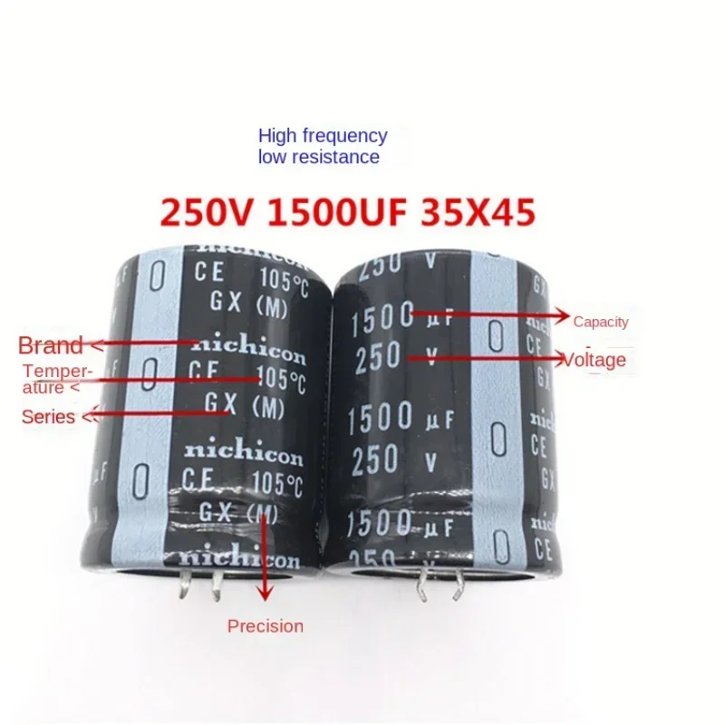 AMSS (1 PCS) 250V1500UF 35X45 Nichicon 1500UF 250V 35*45 GX Alta frequência baixa resistência Longa vida