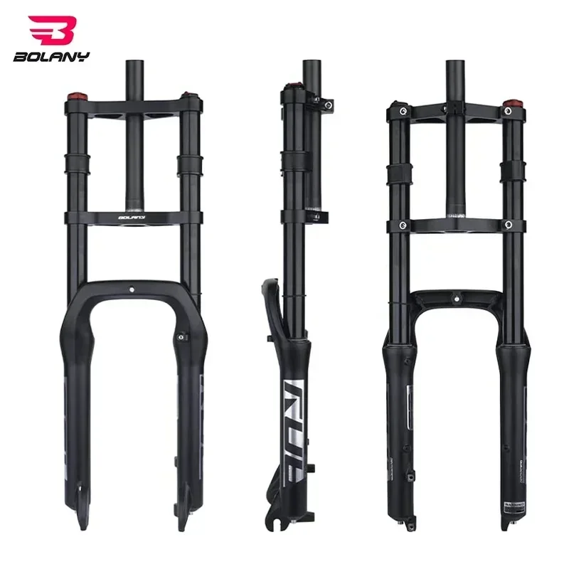 BOLANY Double Shoulder Snow bikes Air Fork 20/26*4.0inch 135mm Supension Front Fork for Electric bike, 1-1/8inch Steerer Bike