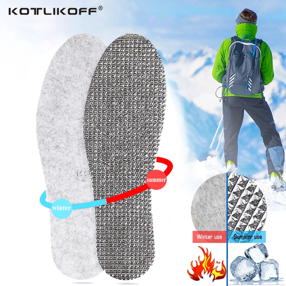 Felt Aluminum Foil Insoles Winter Warm Summer Cool Comfortable Deodorant Insert Soles Wool heating Keep warm Shoe Pads