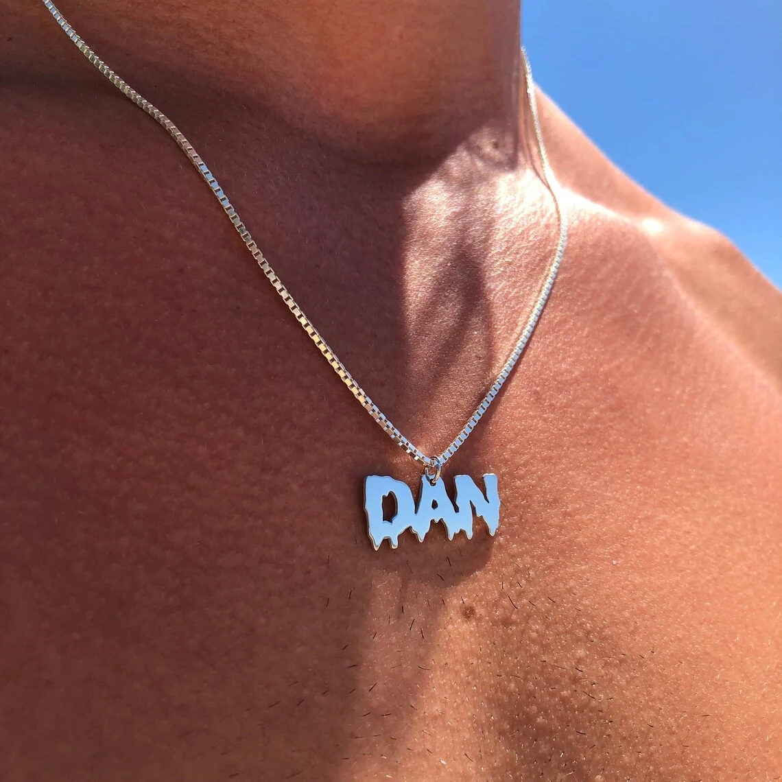 Custom Male Style Name Necklace Personalized Box Chain Nameplate Pendant Necklace Men Cool Boy Gifts Stainless Steel Jewelry