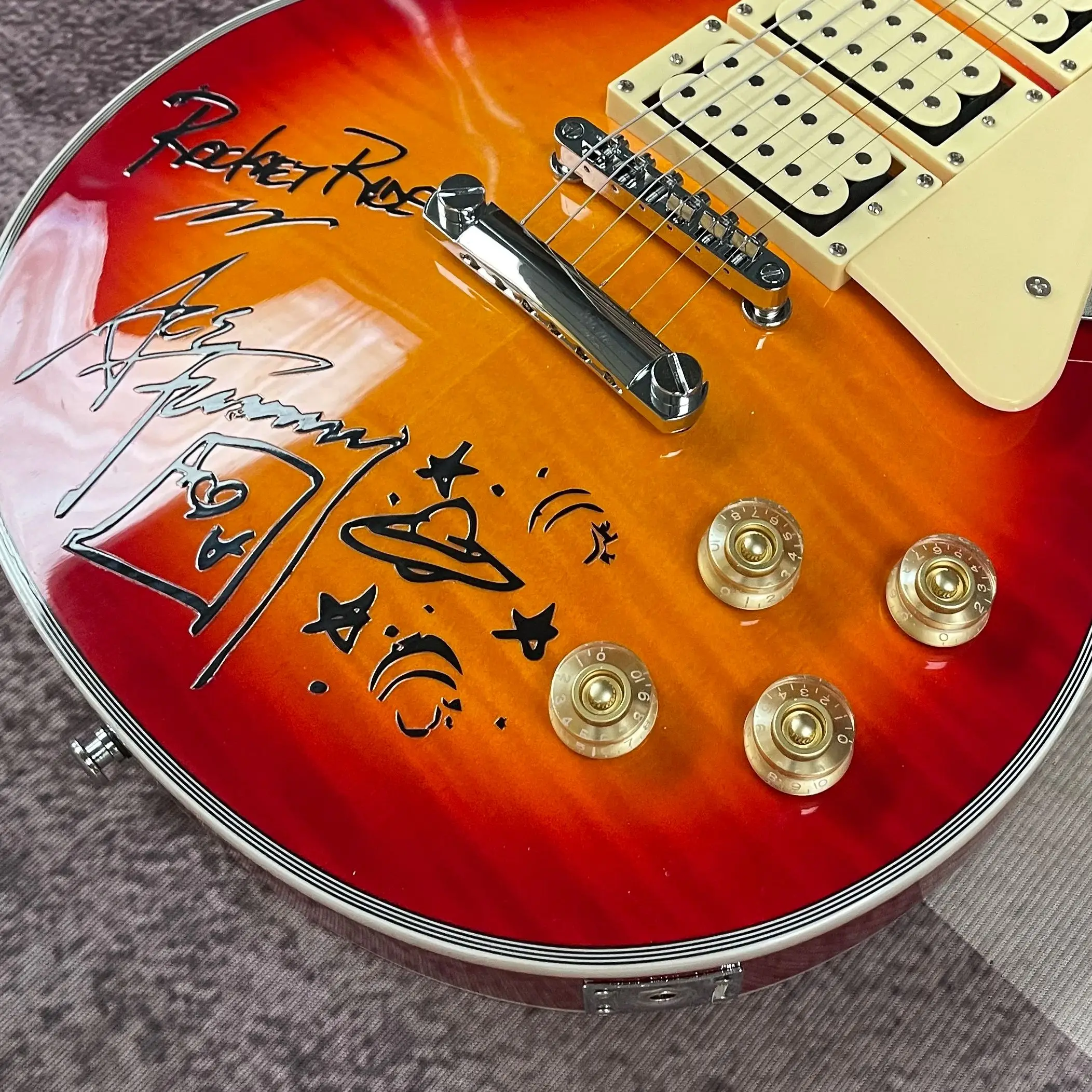 

Электрогитара Ace нестандартной формы HHH Chrome Hardware с накладкой Быстрая доставка