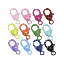 10 Pcs 26*14mm Metal Heart Shape Big Lobster Clasps Hooks Chain Connectors For Jewelry Making Findings DIY Bracelet Necklace
