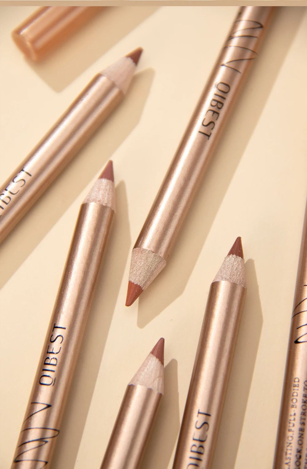 QIBEST 12 Farben Lippenstifte Matte Lipliner Bleistift Wasserdicht Lippenstift Lip Liner Stift Glatte Nude Lippenstift Stifte Für Lippen Make-Up – Detail 14