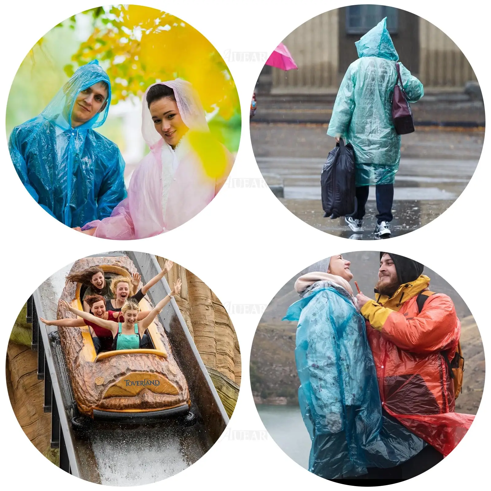 Rain Ponchos Portable Disposable Emergency Raincoats Waterproof Raincoats in Ball with Hook Plastic Travel Rain Poncho Outdoor