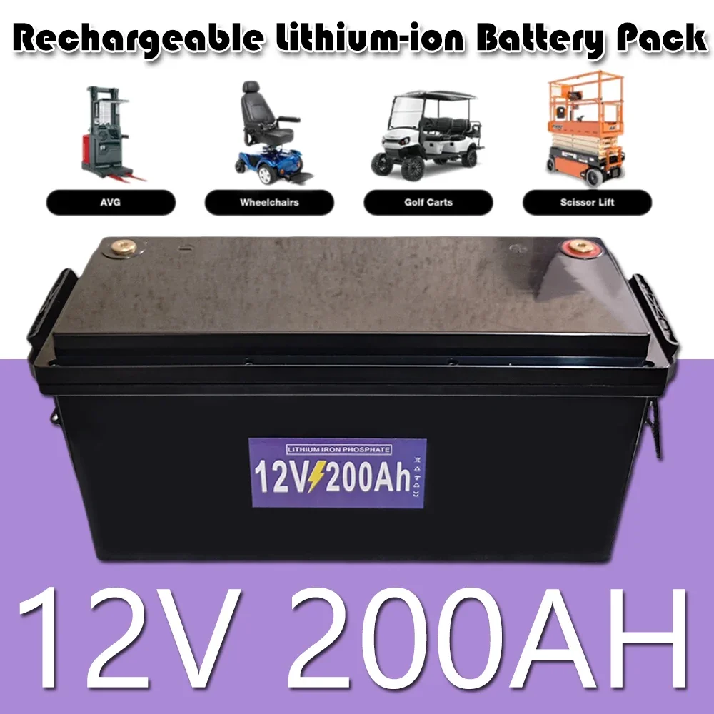 12V 200Ah LiFePO4 battery 12.8V Lithium iron phospha For RV Campers Golf Cart Off-Road Off-grid Solar Wind batteries