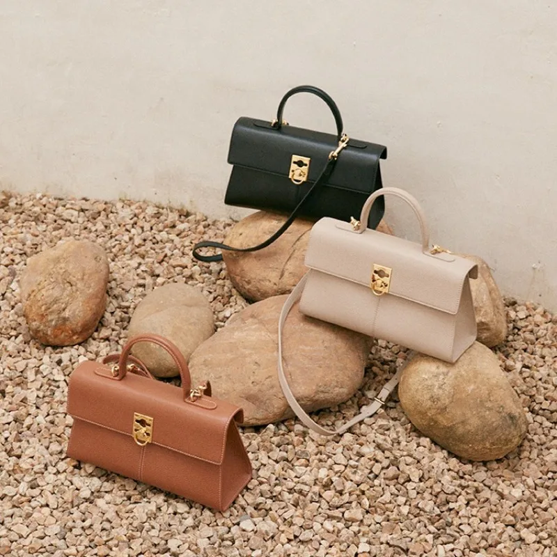 

Маленькая сумка с золотой пряжкой, ретро-стиль, из натуральной кожи, высококачественная деловая сумка, сумка через плечо, портфель