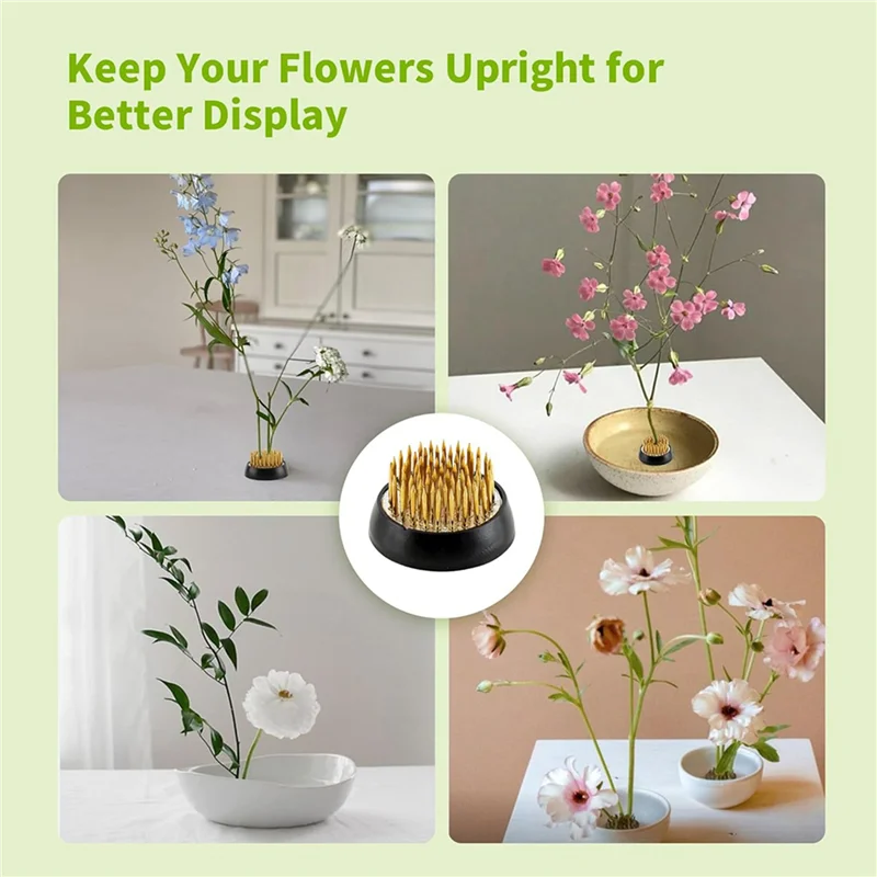 

【Party-Decoration】18 Pcs Flower Frogs Round Brass Flower Holder Japanese Ikebana Vase Floral Frogs Flower Arranger Flower Fixed