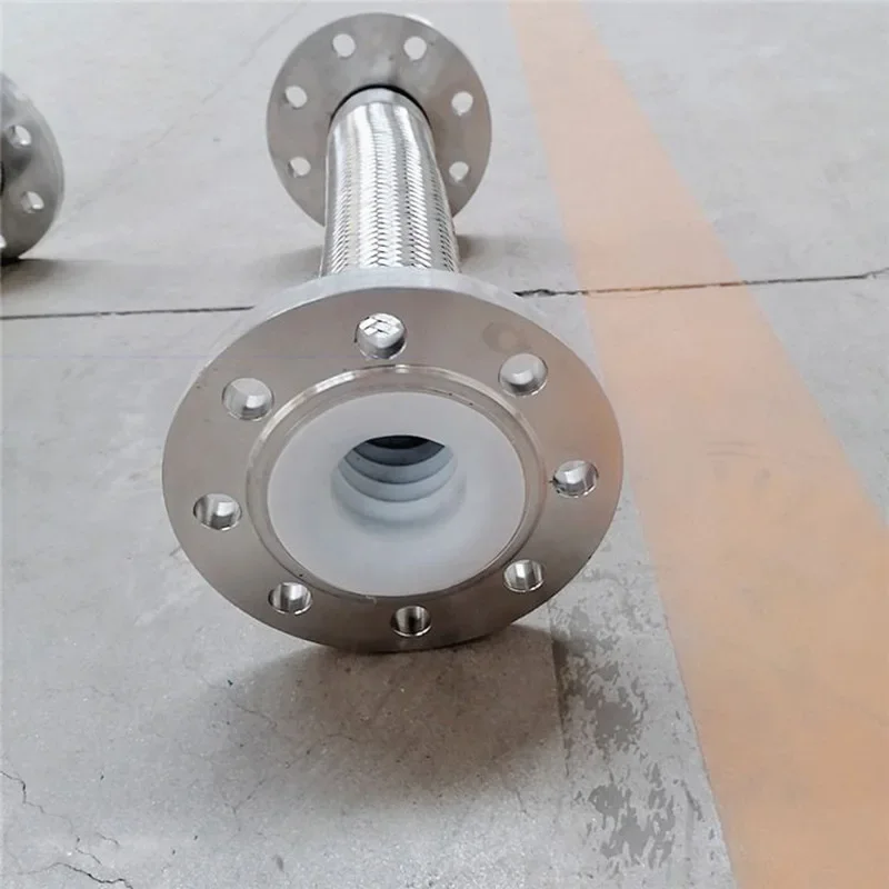 Custom PTFE Lined Flanged Metal Corrugated Hose Stainless Steel Flange Hose Resistant to Strong Acid Alkali