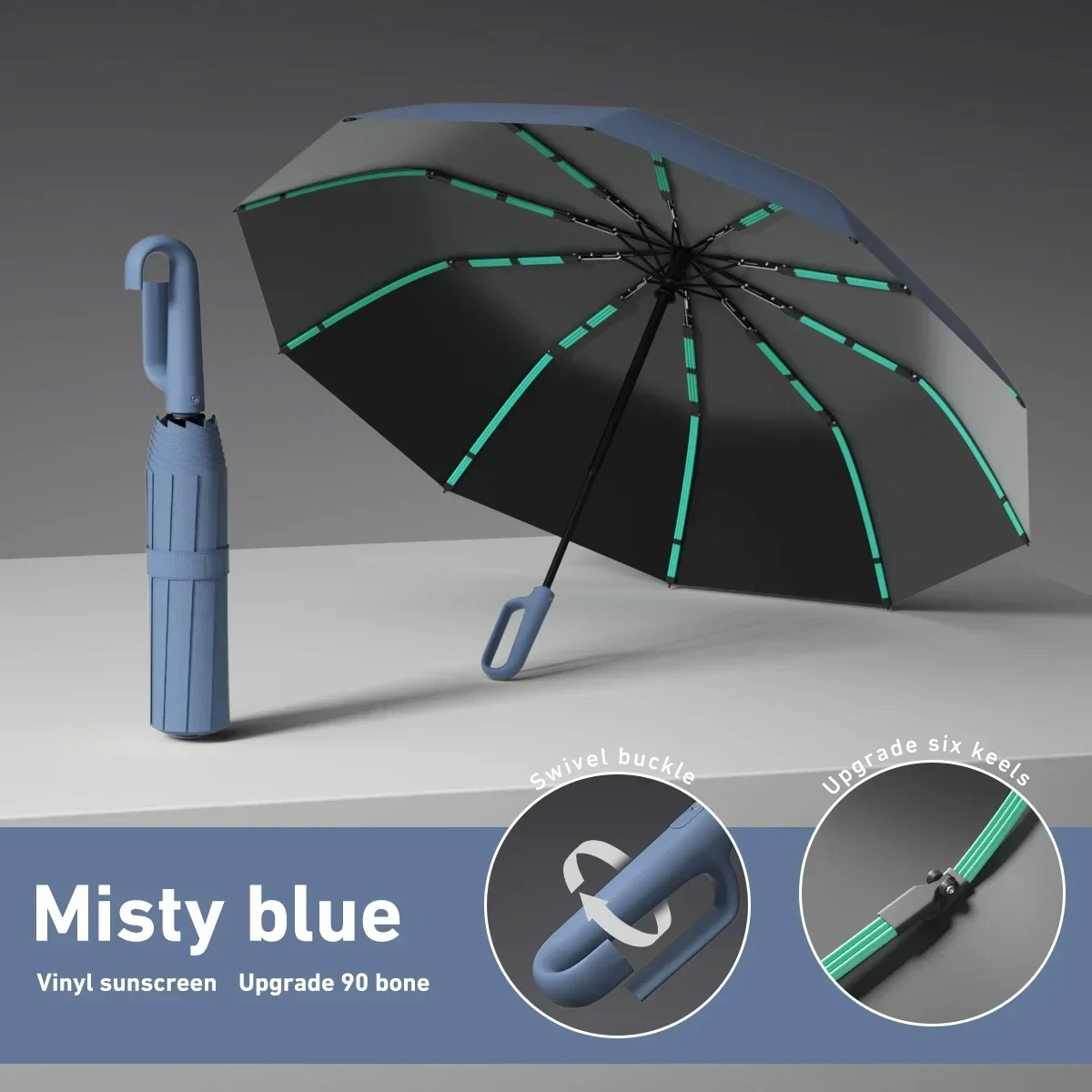 2025 New Automatic Umbrella, Enlarged Umbrella Surface Diameter 125CM Windproof And Rainproofs Carabiners Design Easy To Places.