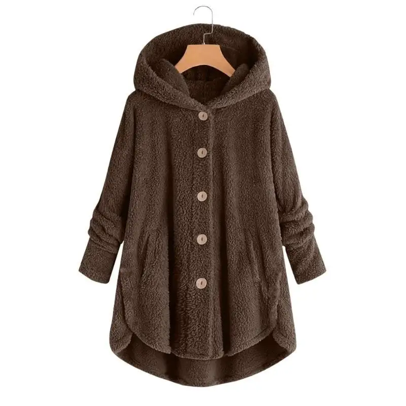 

652F Women's Fuzzy Open Front Hooded Cardigans Lightweight Warm Soft Fleece Coat with Hood for Spring Fall Winter