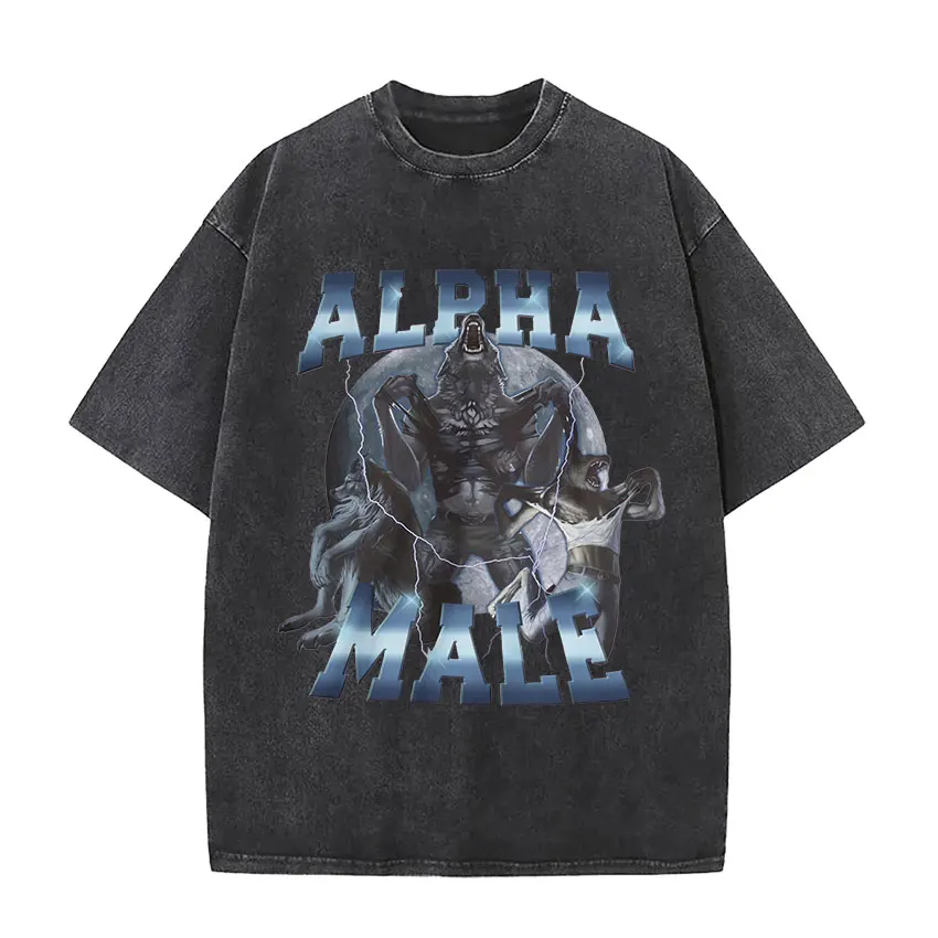 You Call It Autism I Call It Having That Dawg in Me Wolf Vintage Washed T Shirts Unisex Fashion Short Sleeve T-Shirt Streetwear