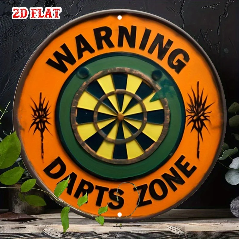 1 Stück Dartscheiben-Warnschild – robuste Dart-Spielzimmerdekoration aus Aluminium und Metall mit nummeriertem 10, 20, Bullseye-Ziel – drinnen/außen