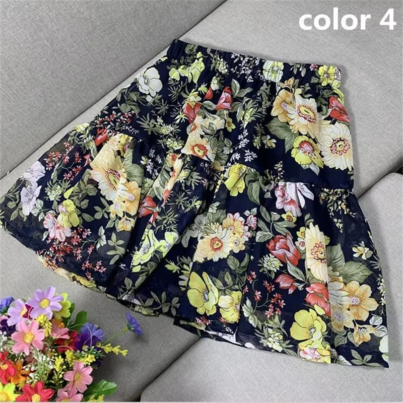 Women Mini Skirts 2026 Foral Printed Skirts Sweet Girls A-line Ruffles Pleated Beach Holidays Skirts faldas vestidos clothing
