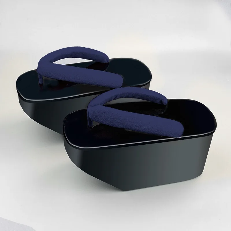 Women's PVC Slippers High Heel Geisha Cosplay Shoes Matte Painted Flip Flops Classic Japan Geta