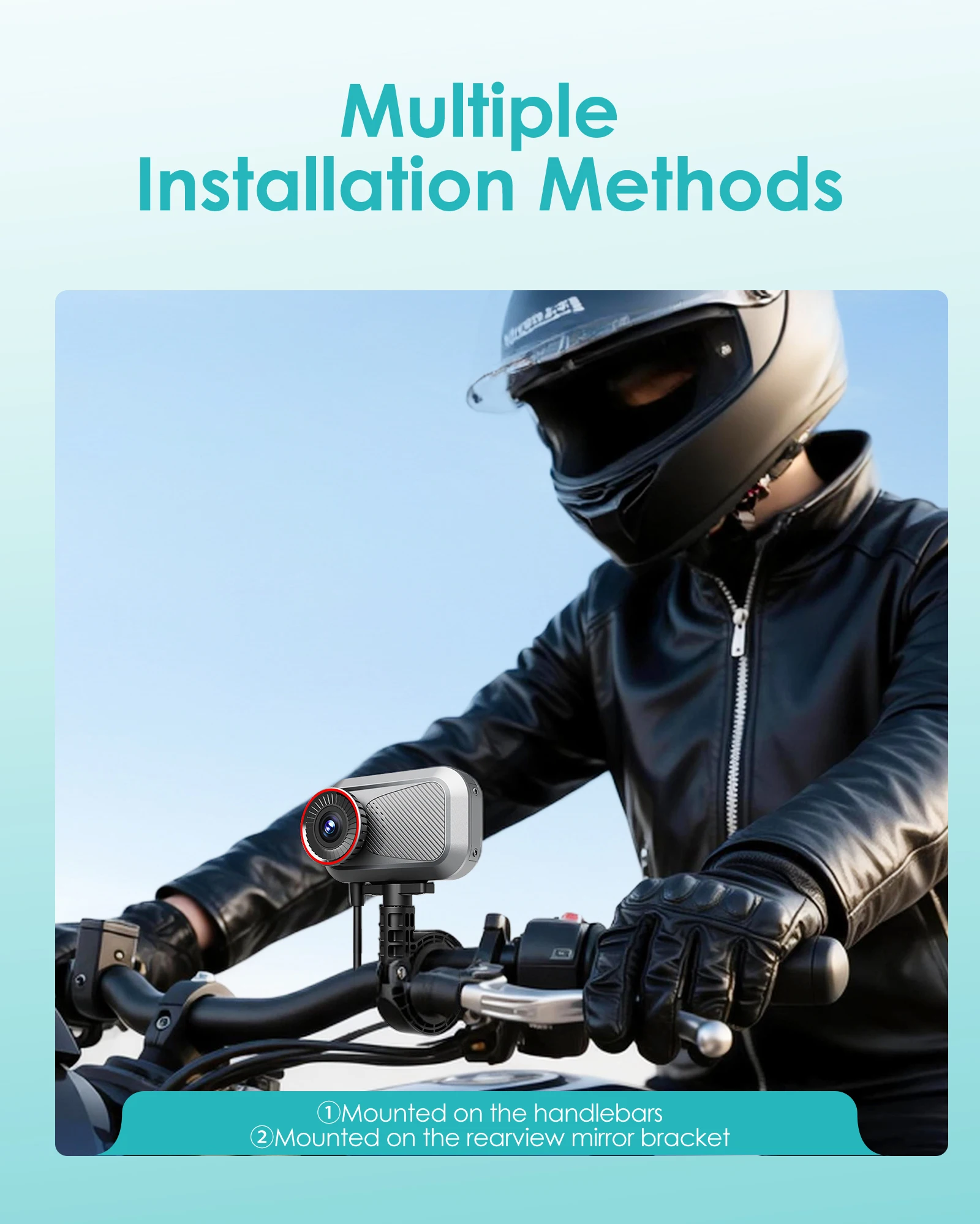 Icreative Motorcycle 1080P DVR Smart Connect Action Camera HD Front Dash Cam WiFi Loop Recording Waterproof Motorbike Recorder
