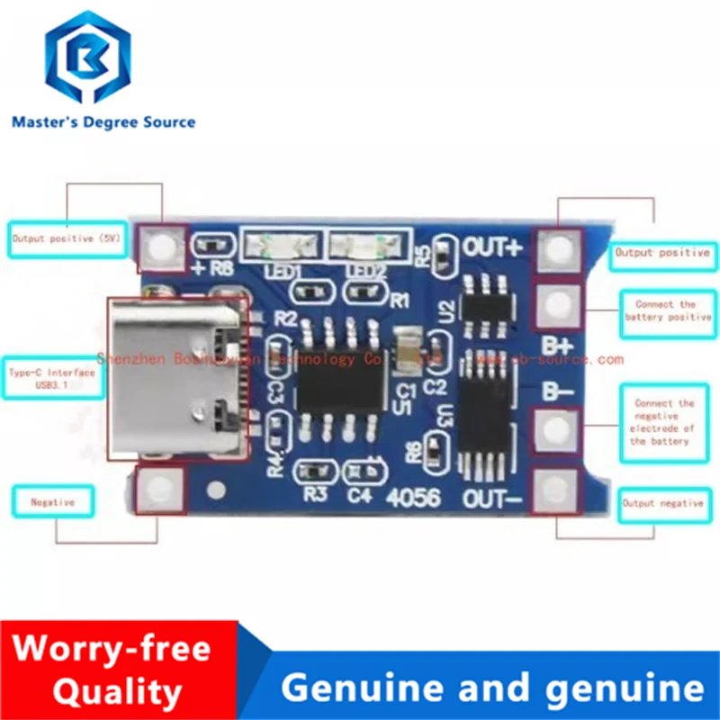 TP4056 Type-C charging module 1A lithium battery charging board USB interface charging protection two in one