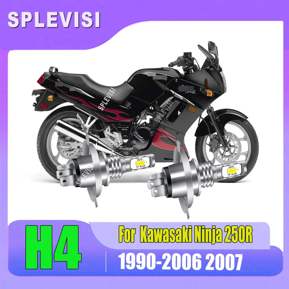 H4 9003 led headlight bulbs are mini sized High Low Bulbs For Kawasaki Ninja 250R 1990 1991 1992 1993 1994 1995 1996 1997-2007
