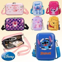 Disney Stitch Crossbody Messenger Bag Children Shoulder Bags Cartoon Anime Hard Phone Purse Girls Travel Portable Wallet Gift