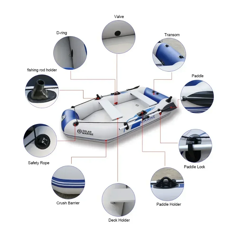 لـ Neues grünes Fischerboot pour 1–6 Person mit Luftdeckblokden، 0,7 مم ديكس PVC-Angelboot zum Rudern mit laminiertem Wassersp
