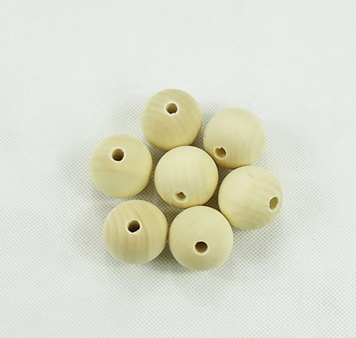 Natural Color Ball 4/6/8/10/14/20/25/30/35/40/50/60mm Through-hole Round Wooden Beads Manual DIY Ball Jewelry Carving Beads