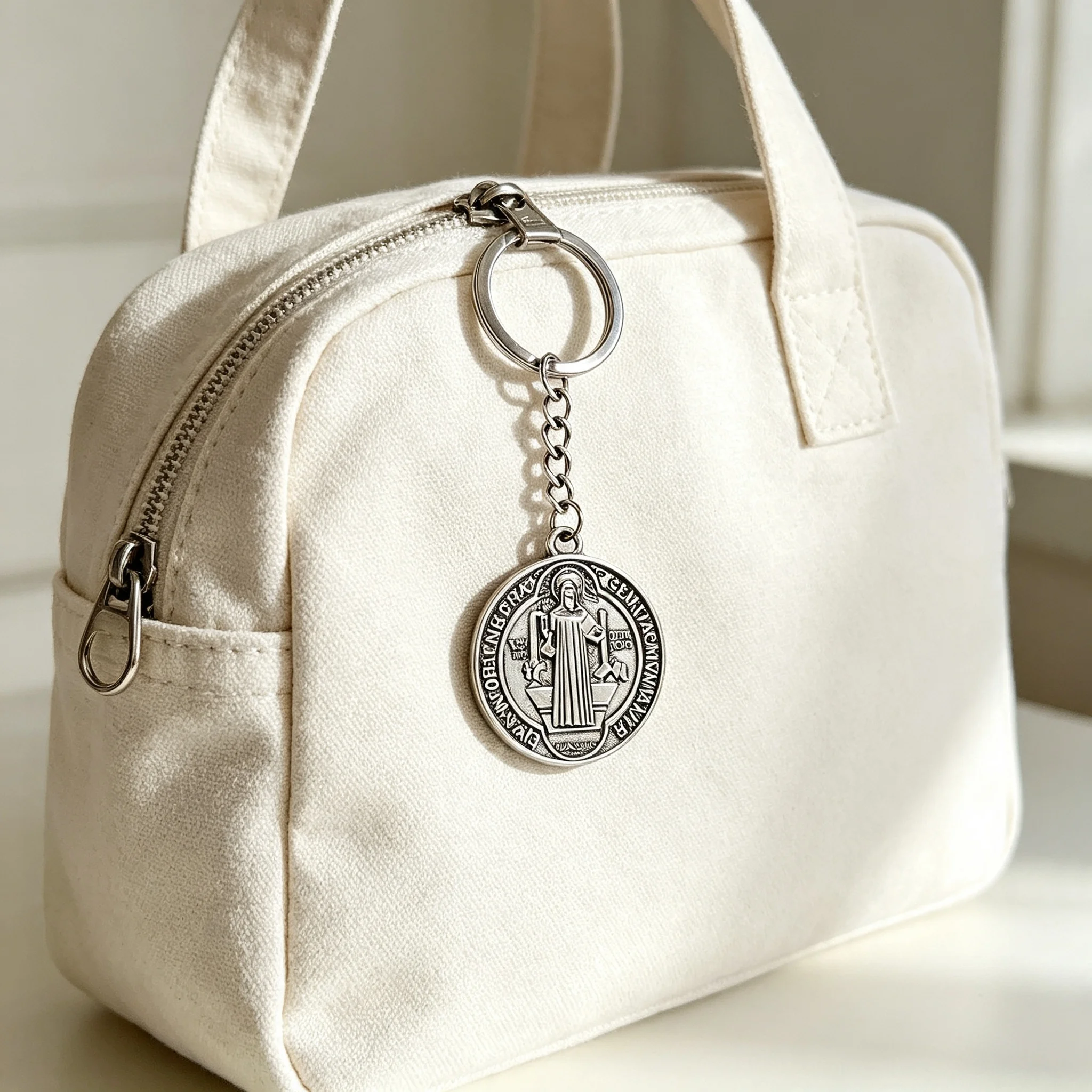 St. Benedikt-Medaillen-Schlüsselanhänger, Vintage Gothic Punk Charm für Männer und Frauen, Auto- und Taschenaccessoire, Geschenk – Detail 4