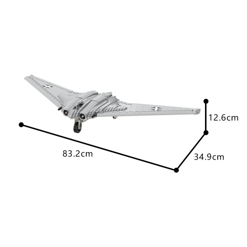 1925PCS MOC Deutsch Militär WW2 B-2 Bomber Bausteine Tailless Fliegen Flügel Jet Fighter Modell Puzzle Spielzeug Geschenk für kind Erwachsene