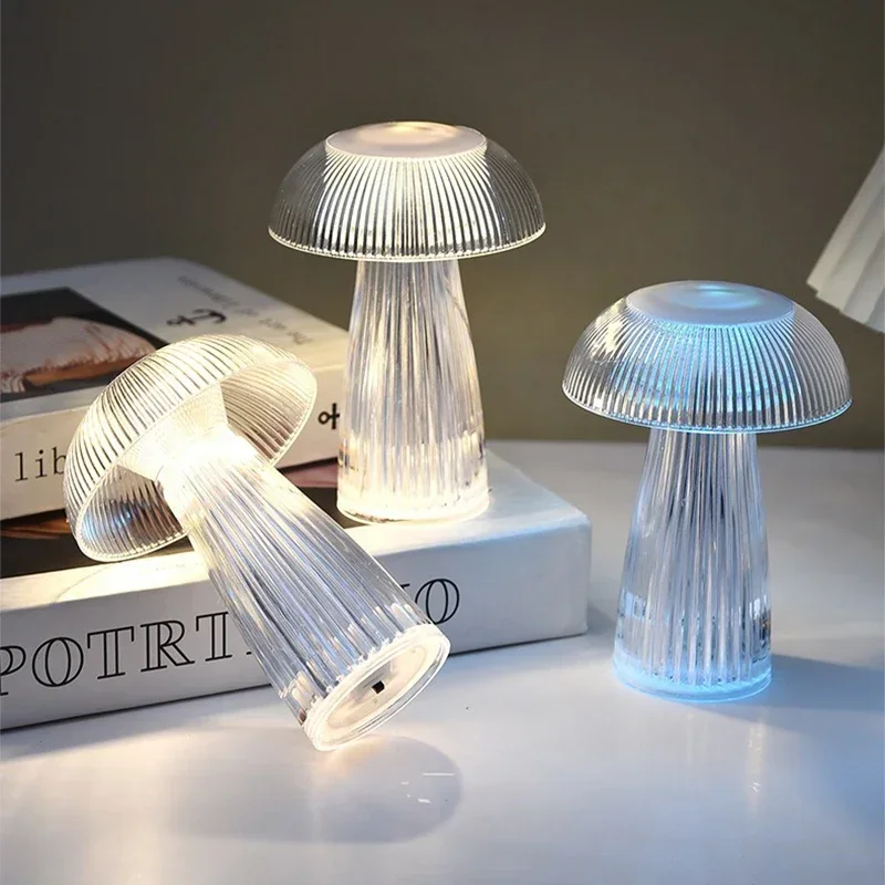 

LED Mushroom Night Light Button Battery Jellyfish Atmosphere Table Lamps Living Room Bedroom Bedside Desktop Decor Night Lamp