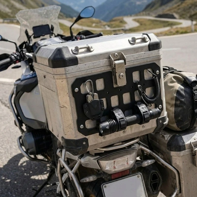 

Motorcycle MOLLE Rear Top Case Mount Plate Kit with 2pcs Clips Luggage Support Fixing Bracket Rack