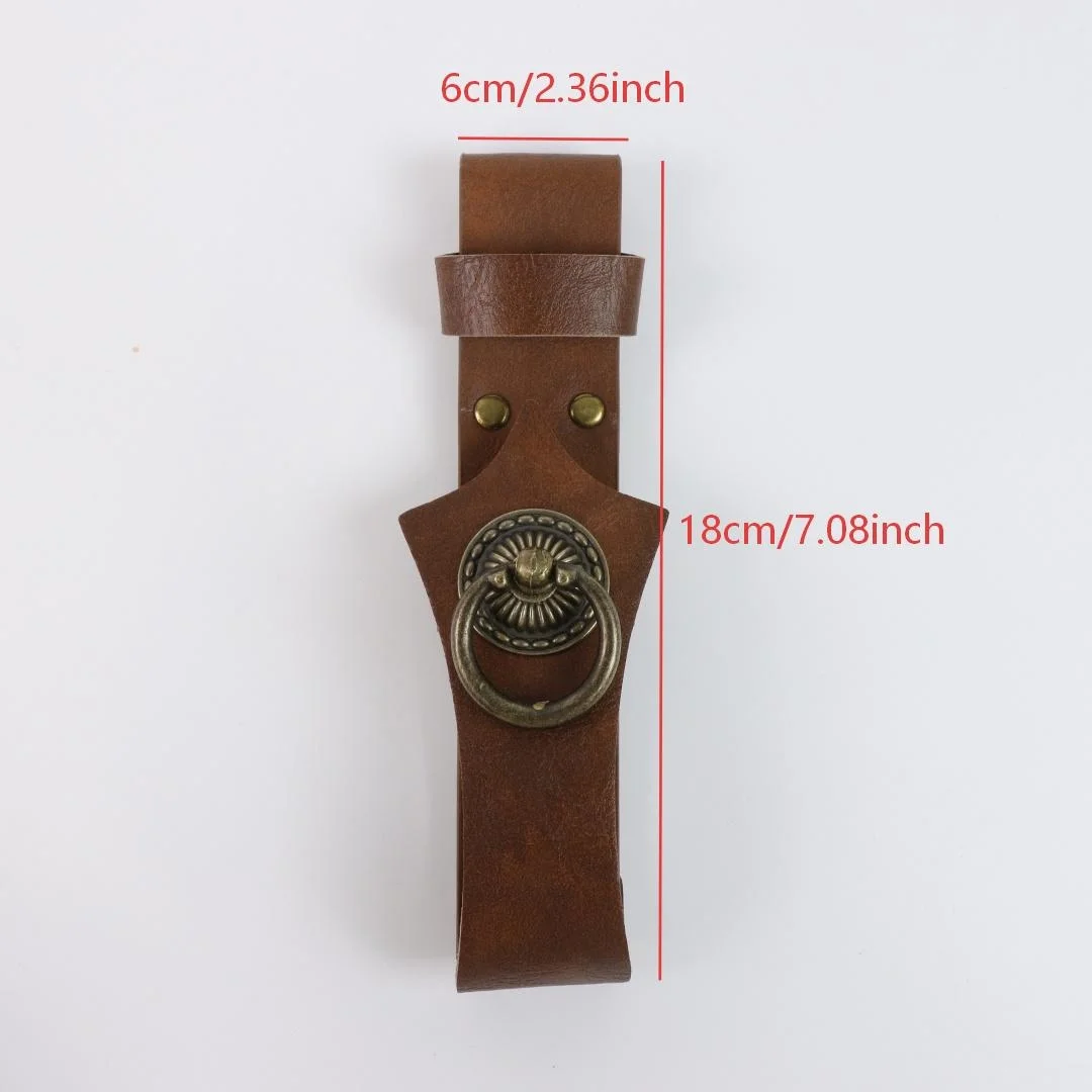 UYEE Vintage Rosen-Dekor Lederfächer-Holster Gürteltasche, Mittelalterliche Fächer-Hülle für Renaissance Cosplay Gürtel-Accessoires – Detail 2