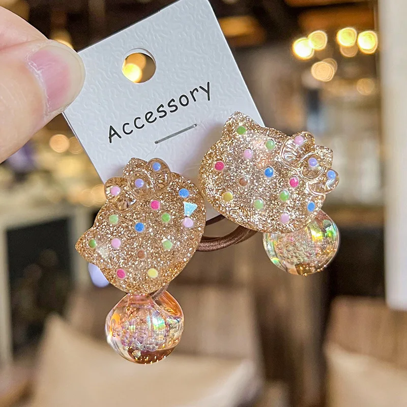 2pcs neue goldene schimmernde Tupfen schöne Mädchen elastische Haar bänder Haarschmuck Kinder Haar gummis Baby Kopf bedeckung