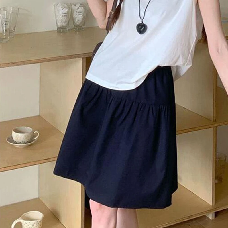 Japanese Style A Line Short Skirt Women 2026 Summer Thin High Waist Half-length Skirt Woman College Wind Cargo Skirts Female