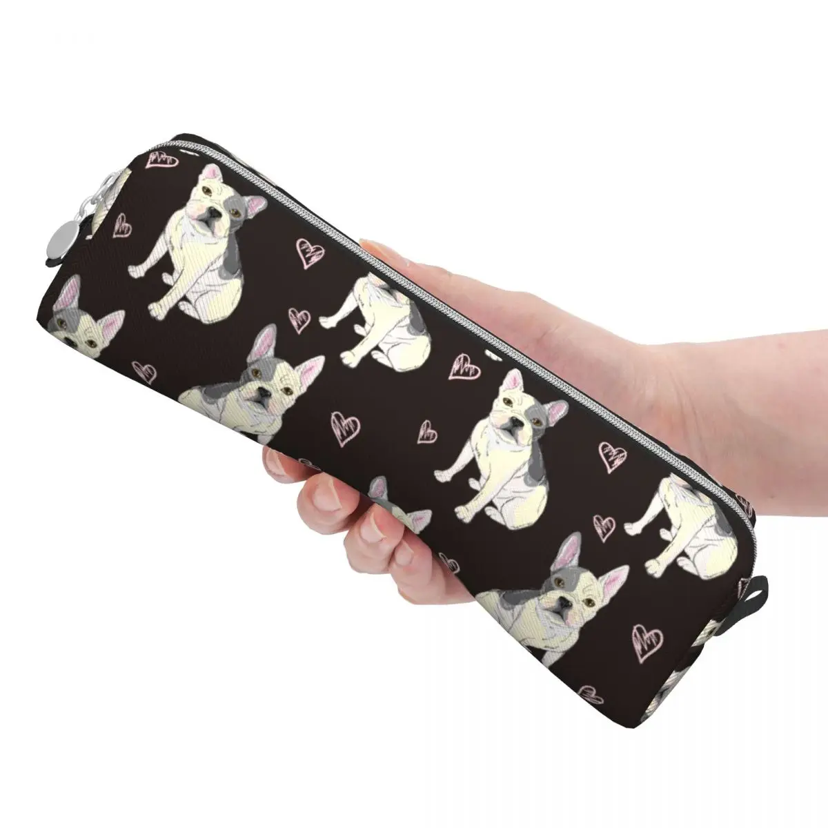 Estojo de lápis francês Bulldog Dog, Criativo Animal Pen Bags para crianças, Grande armazenamento, Presente de material escolar