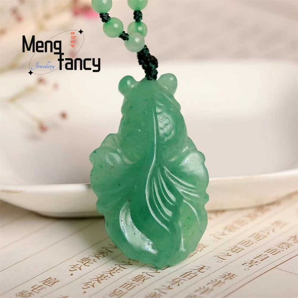 Natural Tung Ling Jade Koi Goldfish Pendant Simple Exquisite Best Selling Fashion Luxury Jewelry Mascots Handicraft Holiday Gift