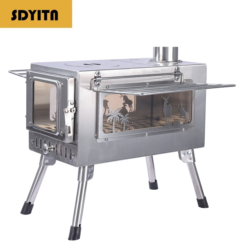 

Уличная складная походная плита из нержавеющей стали, дровяная пожарная плита, портативный обогреватель для палатки для кемпинга и приготовления пищи