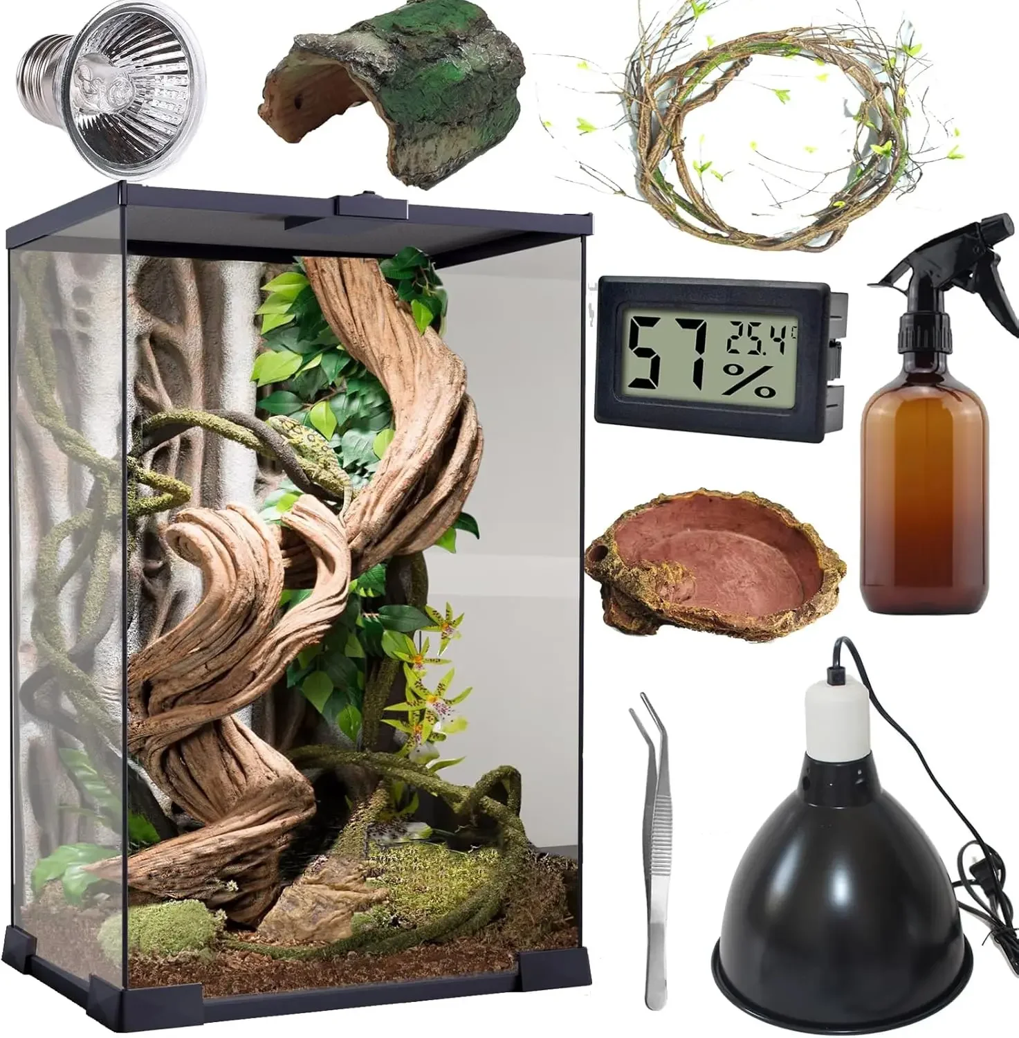 Terrarium (9Pieces) 8 * 8 * 12 Amphibian Vertical Habitat Tank Starter Kit, Suitable for Small Reptiles such as Geckos,