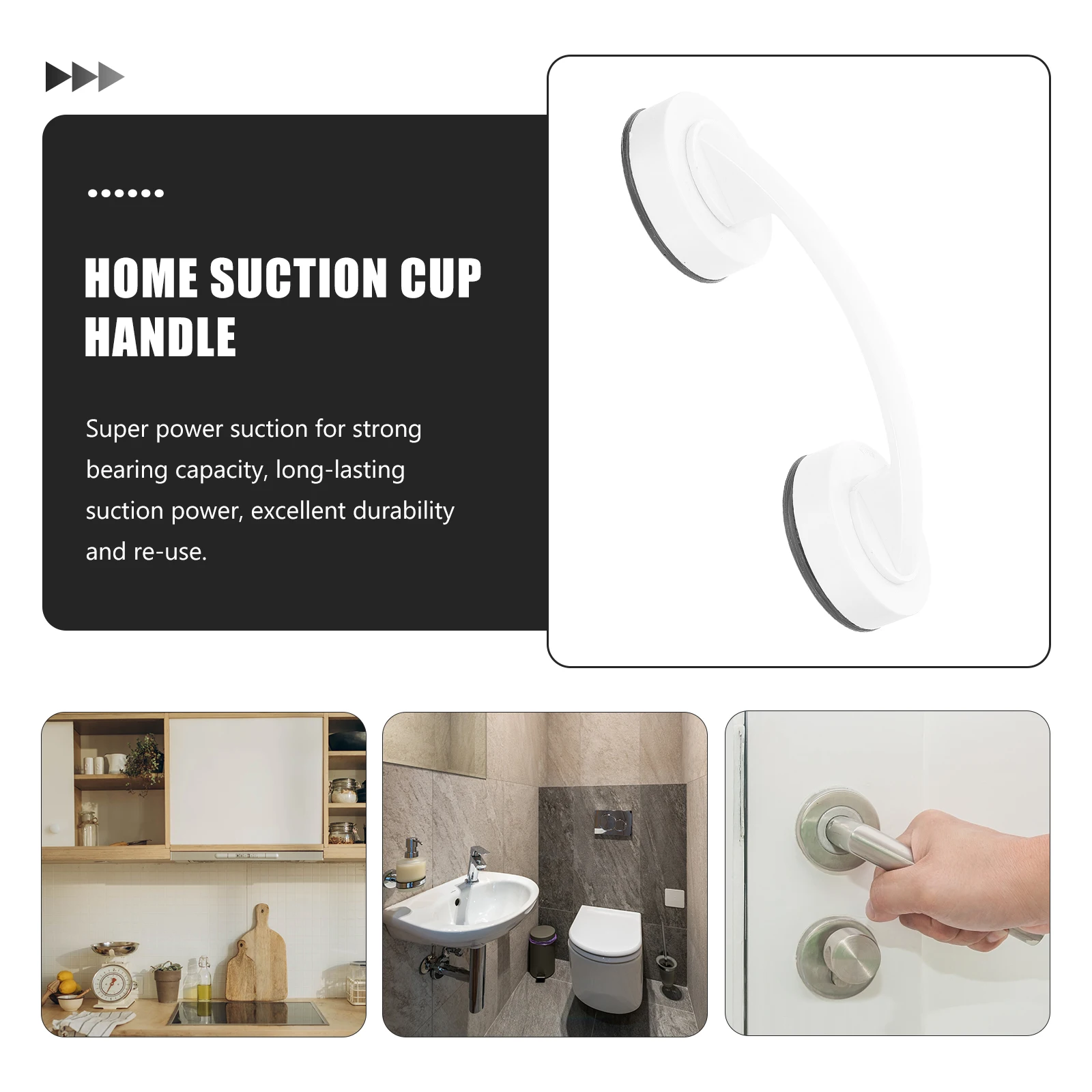 

Hole-free Bathroom Suction Handle Strong Durable Grab Bar for Shower PVC Plastic Elderly Support Easy Installation Home Hotel