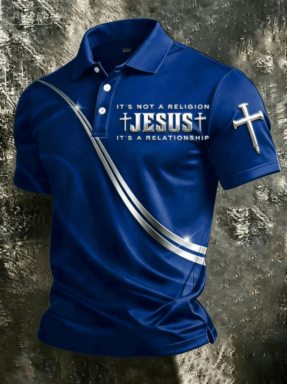 Herren-Polo-Shirt mit Glatter Schwarzer Oberfläche, Silberner Diagonallinie und Slogan-Print, Business-Casual-Oberteil für Sommer und Täglichen Arbeitsweg – Detail 6