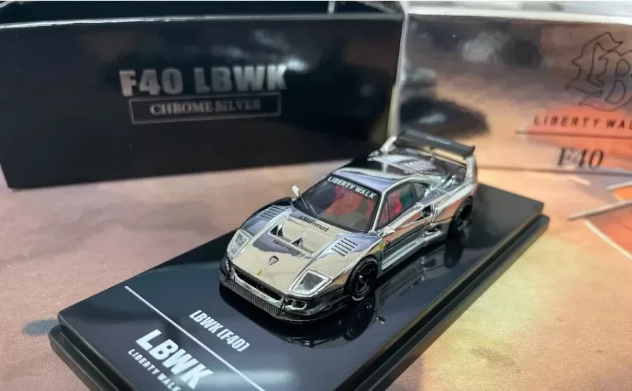 1:64 Inno64 Lbwk F40 Zilver Chroom Diecast Auto Model Auto Collectie Limited Edition Hobby Speelgoed