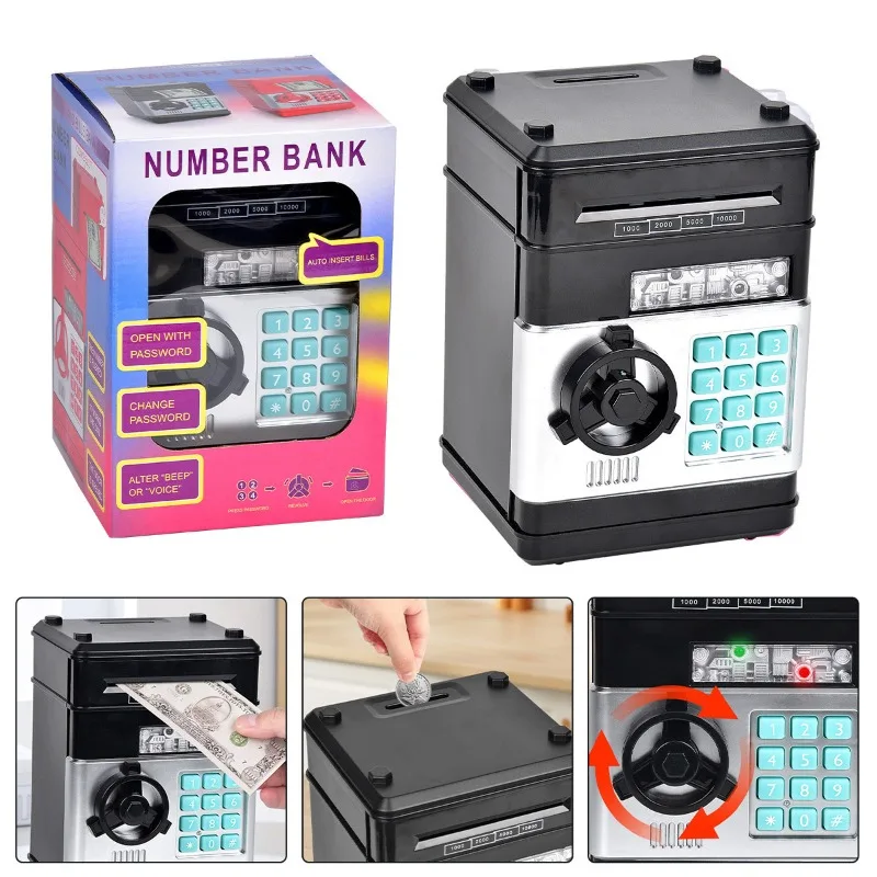 Boîte de mot de passe de dessin animé pour enfants, banque ATM, musique sûre, rouleau automatique, Machine de dépôt de banque d'argent, jouet pour jeunes enfants, économie d'argent