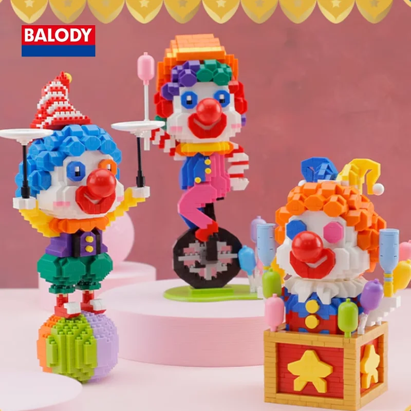 BALODY Funny Joker Series Puzzle Block Genuine Circus Unicycle Performance Design Collect Toys Ornament Kids Christmas Gift